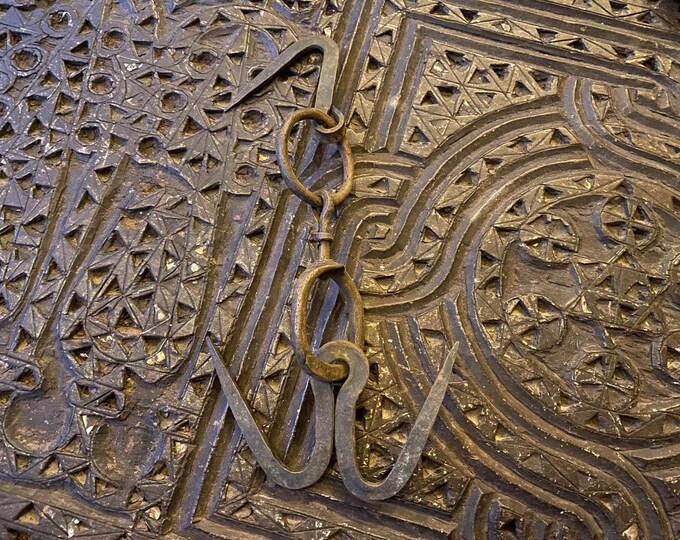 Antique Ottoman Wrought Iron Hook - Large 25cm Hand-Forged Meat/Scale Hook - Rustic Industrial Wall Decor - Traditional Blacksmith Art