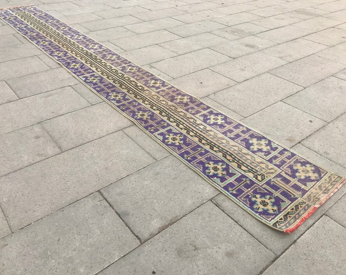 Narrow Long Runner Rug, Hand made Patch Runner Rug, Oushak Runner Rug, Oriental Rug Runner, Vintage Runner Rug, Oushak Runner Rug, Boho Rug,