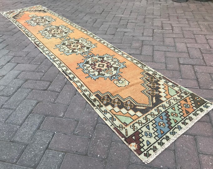 Vintage Runner Rug, Turkish Runner Rug, Bohamian Runner Rug, Floor Runner Rug, Oushak Runner Rug, Boho Runner Rug, Entry Way Runner Rug,