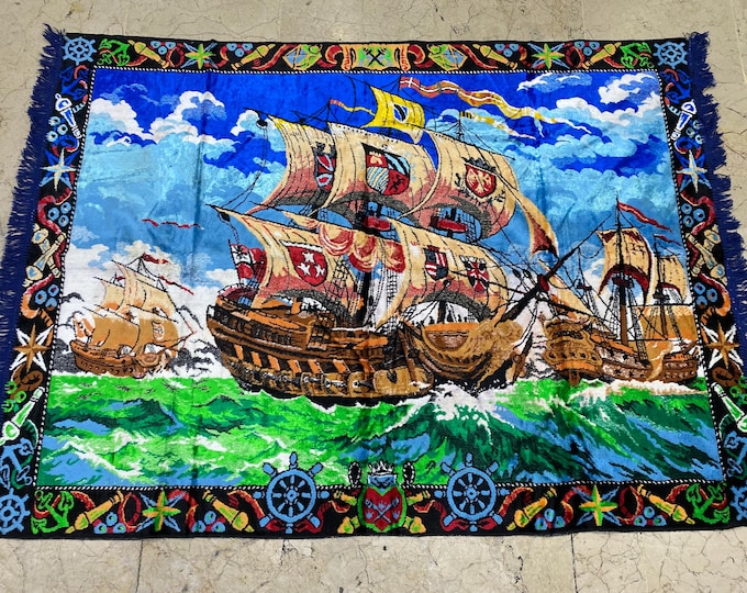 Wery rare design Pirate ship on Tapestry, Uncomman Pirate ship on Tapestry, Ships picture on Tapestry, Walldecor Rug, Homedecor Tapestry Rug