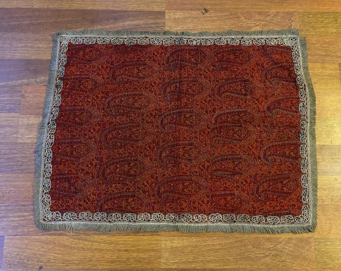 Antique Handwoven Persian Wool Shawl | 19th Century Kashmiri Paisley Textile | Vintage Iranian Handmade Tapestry Scarf