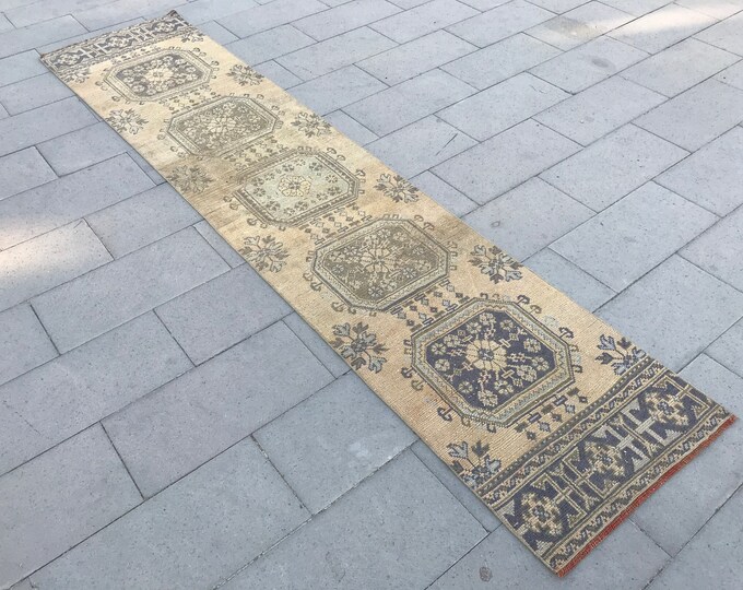 11'06 x 2'36 Feet, Oushak Runner Rug, Vintage Runner Rug, Azteck Runner Rug, Boho Runner Rug, Bohamian Runner Rug, Floor Runner Rug,