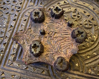 Antique Hand-Carved Wooden Printing Blocks - Traditional Turkish Yazma Blocks - Set of 2 Anatolian Woodcut Stamps - Textile Design