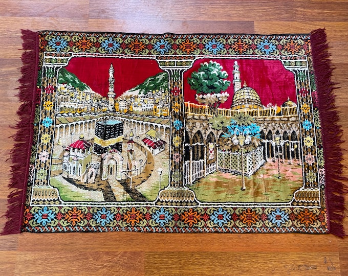 Turkish Kaaba Wall Tapestry – Islamic Velvet Mosque Art – Masjid al-Haram Mecca Decor – Muslim Prayer Room Gift – Hajj Umrah Ramadan Decor