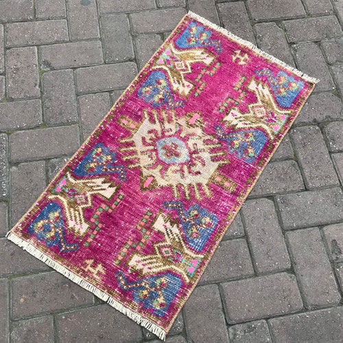 Pretty Handmade Doormat Rug,Turkish Doormat Rug,Vintage shops Doormat Rug,Oushak Doormat Rug,Bohemian Doormat Rug,Turkish Handmade Small Rug,Great