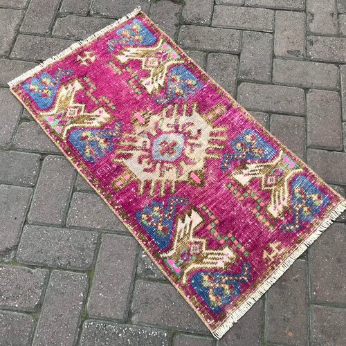 Pretty Handmade Doormat Rug,Turkish Doormat Rug,Vintage shops Doormat Rug,Oushak Doormat Rug,Bohemian Doormat Rug,Turkish Handmade Small Rug,Great