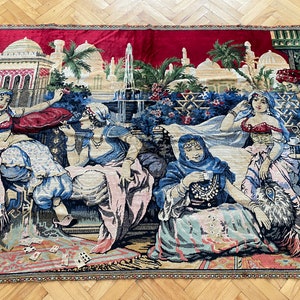 Rare Turkish Wall Hanging Tapestry,Turkish night,Turkish Tapestry,Wall Decor Rug,Ladies Coffe Party,Vintage Rug,Oushak Rug,home Decor Rug,