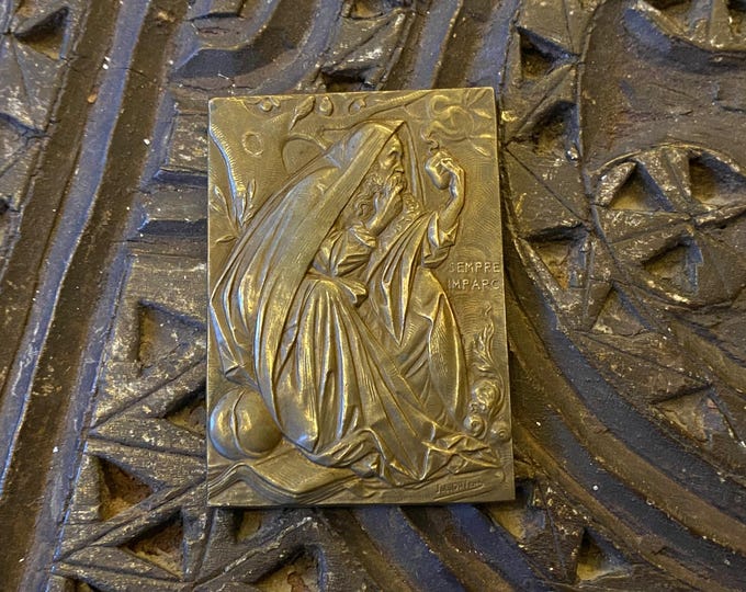 Antique 1958 Brussels World Cardiology Congress Bronze Medal - Julien Dillens Design - Medical History Collectible - Commemorative Medallion