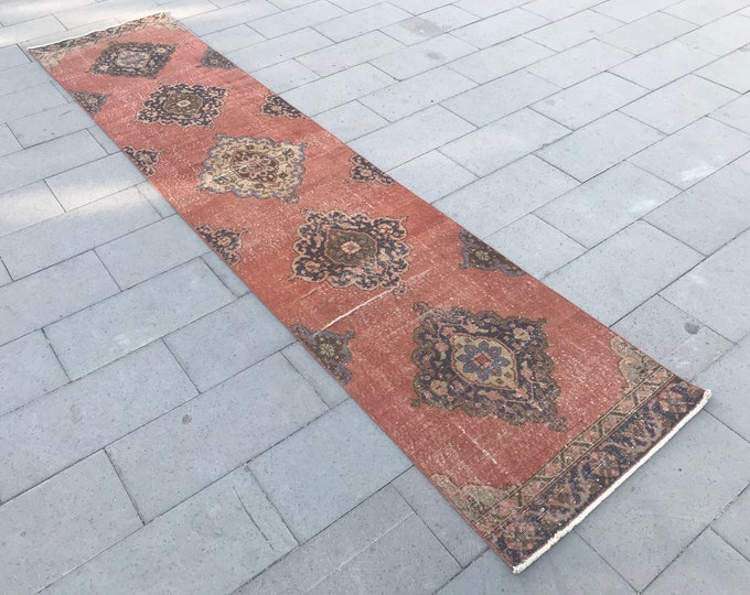 12'66 x 2'76 Feet, 386 x 84 cm, Oushak Runner Rug, Vintage Runner Rug, Azteck Runner Rug, Turkish Runner Rug, Hallway Runner Rug, Area Rug,
