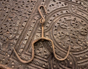 Rare Antique Ottoman Ornamental Brass Hook -Large Baroque Style Ornate Hanger-19th Century Palace/Manor Hardware -High-Detail Relief Casting