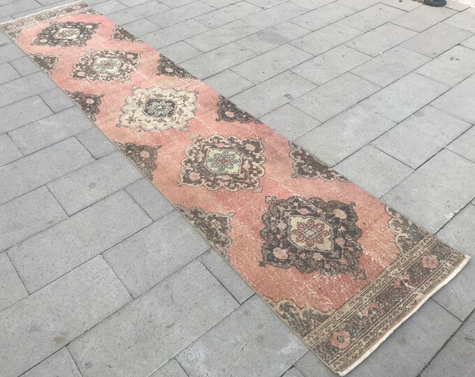 12'8 x 2'62 Feet, 390 x 80 cm, Oushak Runner Rug, Boho Runner Rug, Area Runner Rug, Vintage Runner Rug,Floor Runner Rug, Bohomian Runner Rug