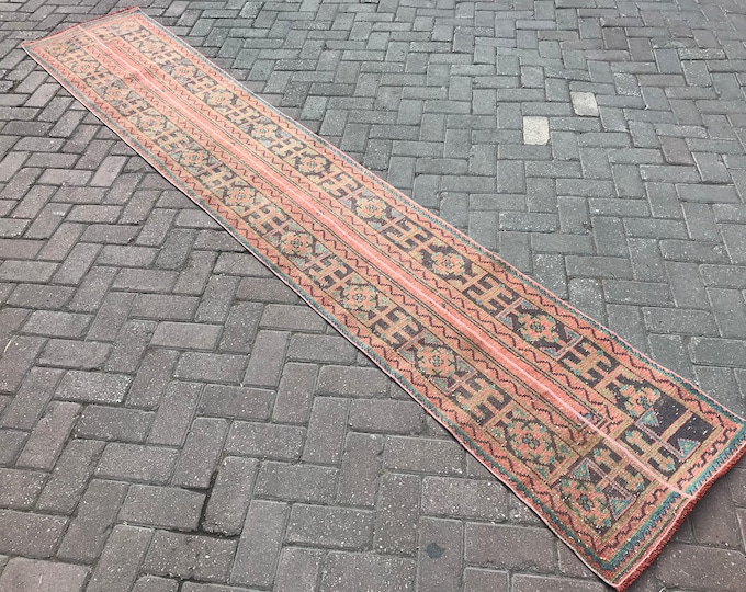 11'15 x 2'03 Feet, Oushak  Runner Rug, Bohamian Runner Rug, Boho Runner Rug, Turkish Runner Rug, Vintage Runner Rug, Entry way Runner Rug,