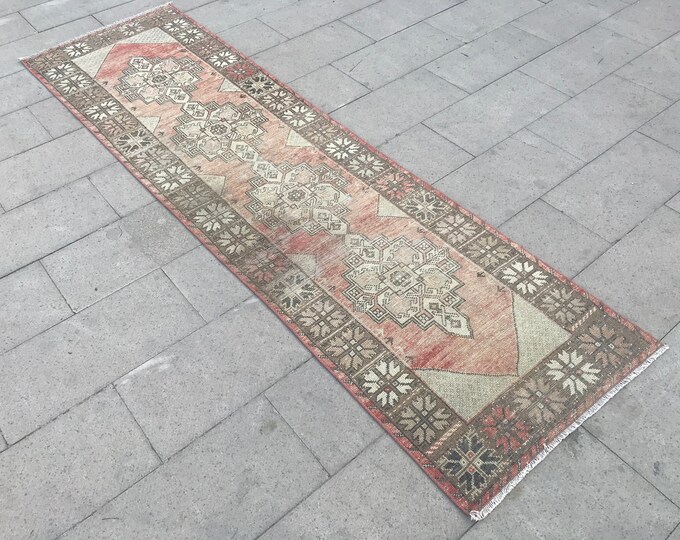 Vintage Muted Color Runner Rug, Oushak Runner Turkish Runner Rug, Bohemian Runner Rug, Anatolian Runner Rug, Floor Rug, Home Decor Area Rug.