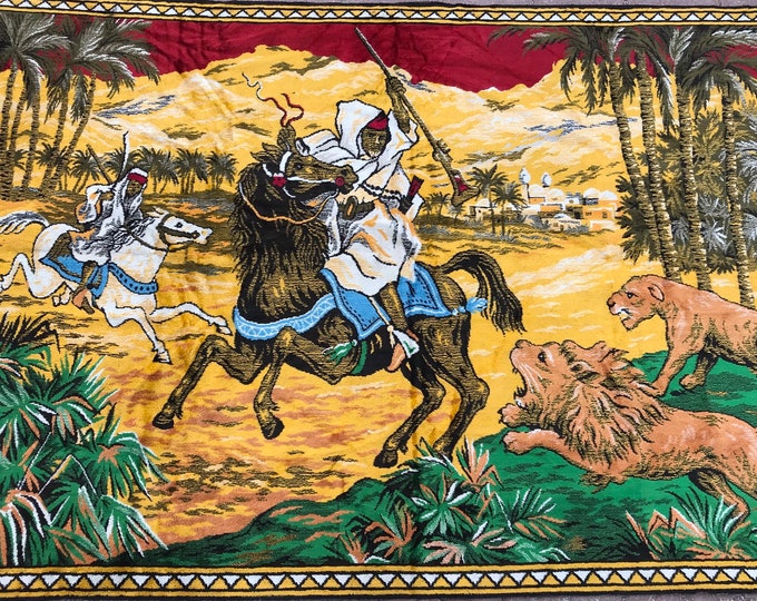 Rare Design on Tapestry,Lion Attack Picture on Tapestry,İn the Forest Lions Attack,Homedecor Tapestry Rug,Animal Design Tapestry Rug,Horse,