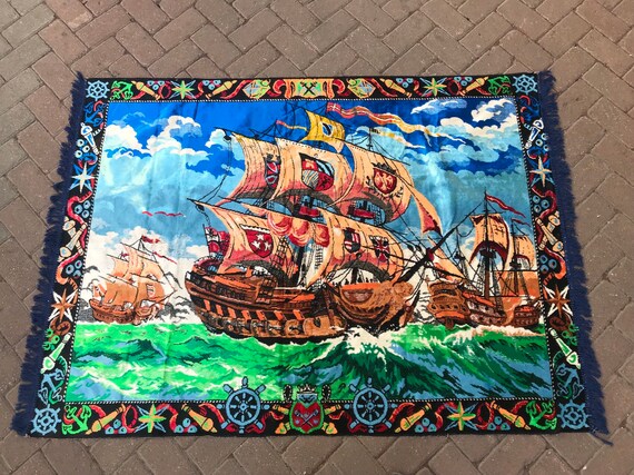Wery Rare Design Pirate Ship on Tapestry Uncomman Pirate Ship on