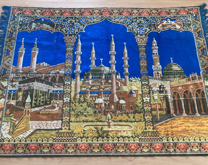 Pretty Wall Decor Kabe Rug, Vintage İslamic Kabe Picture, Holly Kabe Picture, İslamic Tapestry, Wall decor İslamic Kabe Pictures, Kabe rug,