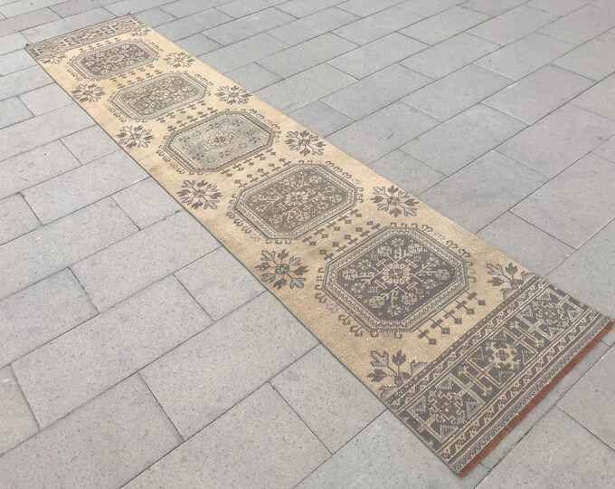 11'78 x 2'56 Feet,359 x 78 Cm,Distressed Runner Rug,Oushak Runner Rug,Vintage Runner Rug,Area Runner Rug,Floor Runner Rug,Azteck Runner Rug,