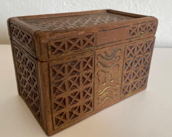 Antique Ottoman Wooden Coffee & Sugar Box | Rare Turkish Coffee Box with Spoon Slot | Collectible 19th Century Coffee Chest