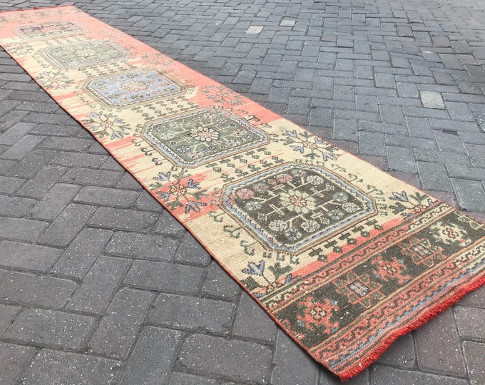 12'0 x 2'4 Feet,Vintage Runner Rug,Turkish Runner Rug,Oushak Runner Rug,Floor Runner Rug,Home Decor Runner Rug,Hallway Rug,Boho Rug,Area Rug