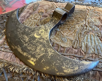 Rare Ottoman Dervish Teber Axe - Sultan Selim III Era (18th-19th Century) - Hand-Forged Steel with Islamic Calligraphy Surah Yasin