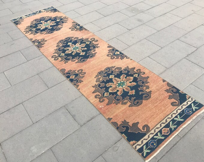 10'0 x 2'6 Feet,Runner Rug,304 x 80 cm,Oushak Runner Rug,Vintage Runner Rug,Turkish Handmade Runner Rug,Vintage Rug,Turkish Rug,Entryway Rug