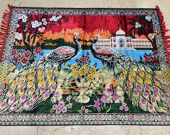 Decorative Peacock İllustrated Tapestry Rug,Turkish Wall Decor Tapestry Rug,Vintage Wall Decor Tapestry,Home decor Rug,Pretty Wall Decor Rug