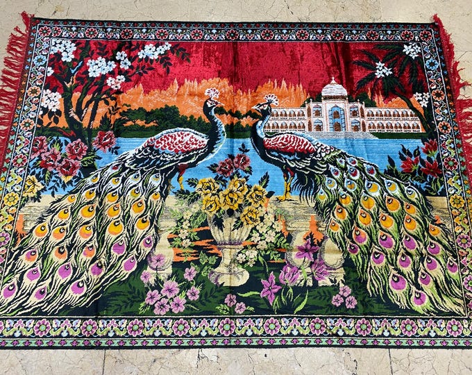 Decorative Peacock İllustrated Tapestry Rug,Turkish Wall Decor Tapestry Rug,Vintage Wall Decor Tapestry,Home decor Rug,Pretty Wall Decor Rug