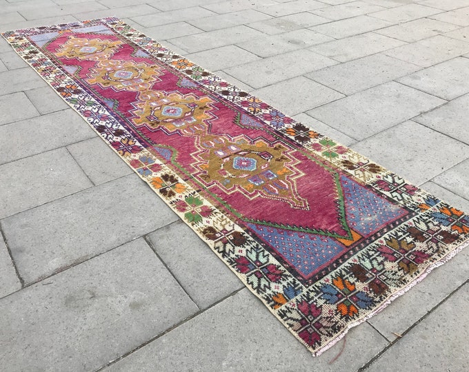 Vintage Runner Rug,Pink Runner Rug,8'9 x 2'5 Feet, Anatolian Runner Rug,Hallway Runner Rug,Floor Runner Rug,Bohemian Runner Rug,Vintage Rug,