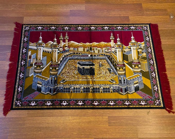 Turkish Kaaba Wall Tapestry – Islamic Velvet Mosque Art – Masjid al-Haram Mecca Decor – Muslim Prayer Room Gift – Hajj Umrah Ramadan Decor