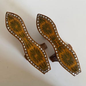 Antique Ottoman Bride Bath Slippers | Mother of Pearl & Wood Carving | Rare Hamam Wedding Accessory