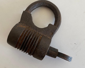 Antique Ottoman Padlock with Keys | Hand-Forged Iron Lock | Silver Ornament Rare Collectible Lock