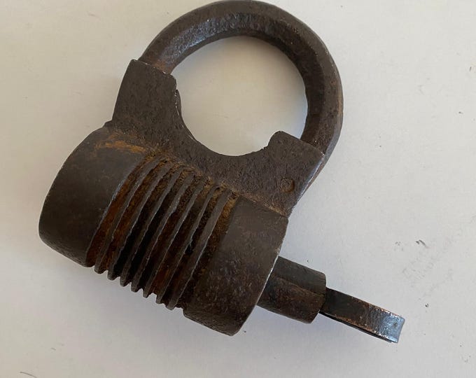 Antique Ottoman Padlock with Keys | Hand-Forged Iron Lock | Silver Ornament Rare Collectible Lock