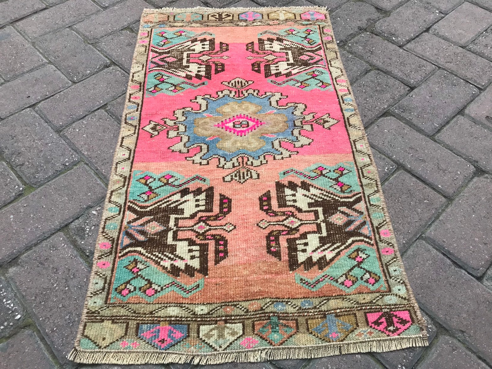 Door Mat Rug Area Small Rug Azteck Small Rug Vintage Small Etsy
