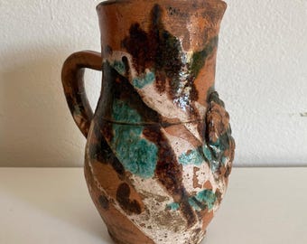Rare Antique Çanakkale Mug – Unique Form Turkish Pottery – Anatolian Handmade Ceramic Cup – Collectible Vintage Mug