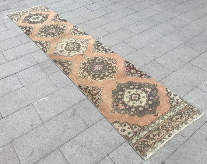 Oushak Runner Rug 11.65'x2.46' | Vintage Boho Rug | 355x75 cm Hallway Runner | Bohemian Aztec Style Rug | Long Turkish Rug