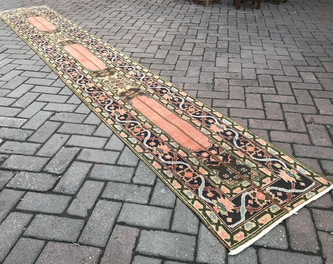 13'02 x 1'97 Feet, Vintage Runner Rug, Floor Runner Rug, Entry Way Runner Rug, Farm House Rug, Bohamian Runner Rug, Boho Runner Rug,