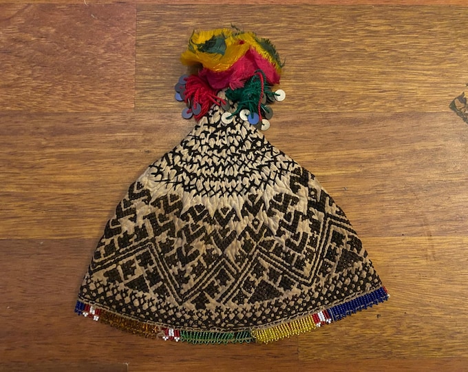 Antique Bektashi Woman’s Hat | Hand-Embroidered Ottoman Sufi Headdress | Vintage Turkish Folk Costume Cap
