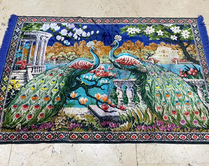 Decorative Peacock İllustrated Tapestry Rug,Turkish Wall Decor Tapestry Rug,Vintage Wall Decor Tapestry,Home decor Rug,Pretty Wall Decor Rug