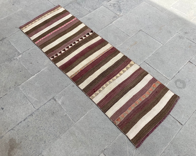 Natural Runner Rug,Striped black runner rug ,Farmhouse runner rug,Organic runner rug,Handmade runner rug,Runner kilim rug,Kilim runner rug