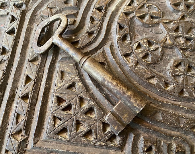 Huge Antique Master Safe Key - 12cm Large Iron Skeleton Key - 19th Century Industrial Security Artifact - Rare Oversized Vault Hardware