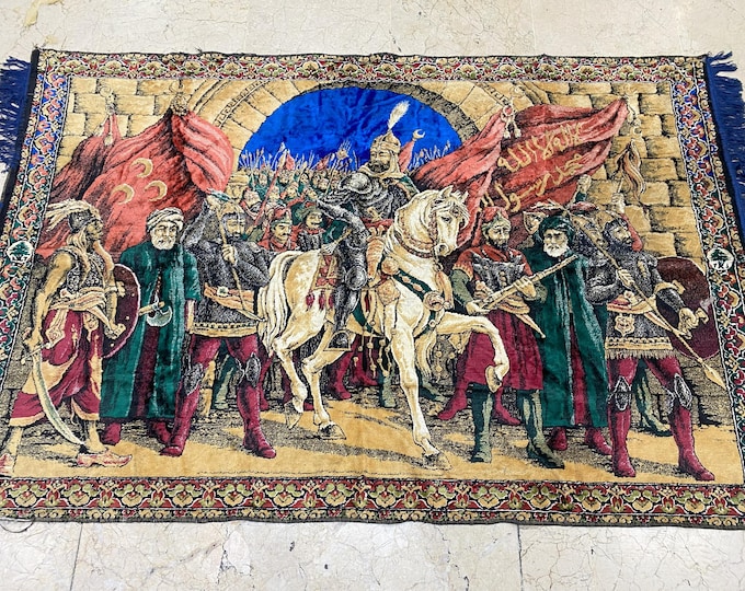 Conquest of Istanbul themed very rare tapestry, Fatih Sultan Mehmet, Conquest of Istanbul, Rare tapestry,