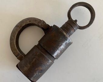Antique Ottoman Padlock with Keys | Hand-Forged Iron Lock | Silver Ornament Rare Collectible Lock