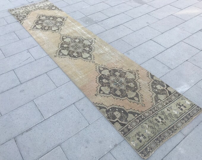 11'29''x 2'62 Ft,344 x 80 cm, Floor  Rug Runner,Boho Rug Runner, Bohemian Runner Rug,Area Runner Rug, Oushak Runner Rug, Vintage Runner Rug,