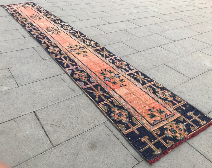 11'38 x 1'84 Feet,347 x 56 cm,Vintage  Runner Rug,Entryway Runner Rug,Turkish Runner Rug,Oushak Runner Rug,Bohemian Runner Rug,Vintage Rug,