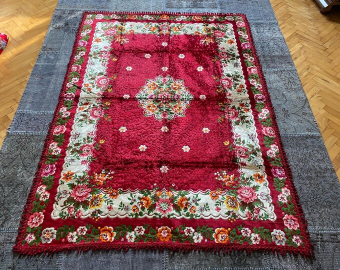 vintage floral 2 person bedspread, wall tapestry, turkish traditional bedspread, vintage bedspread, turkish bedspread, bedspread