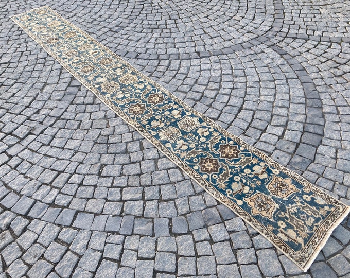 Narrow long Runner Rug,Turkish Runner Rug,Vintage  Runner Rug,Oushak Runner Rug,Area Rug,Floor Runner Rug,Hand made Runner Rug,Bohomian Rug