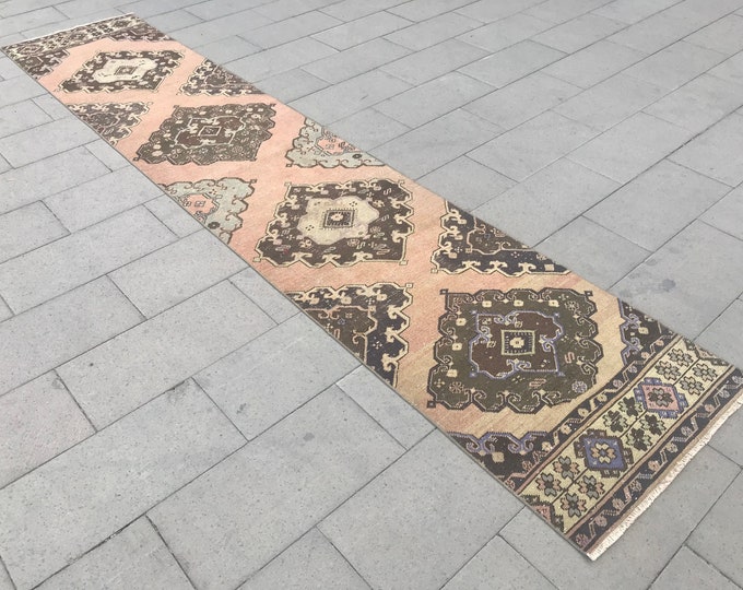 Oushak Runner Rug, Vintage Runner Rug, Turkish Runner Rug, Boho Runner Rug, Entry way Runner Rug, Hall way Runner Rug, Floor Runner Rug,