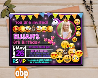 emoji party invitations etsy