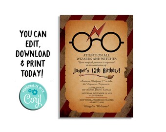 Harry Potter Invitation Etsy