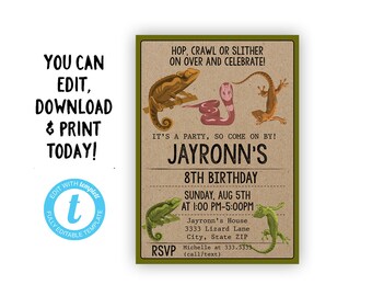 Lizard Invitation Etsy